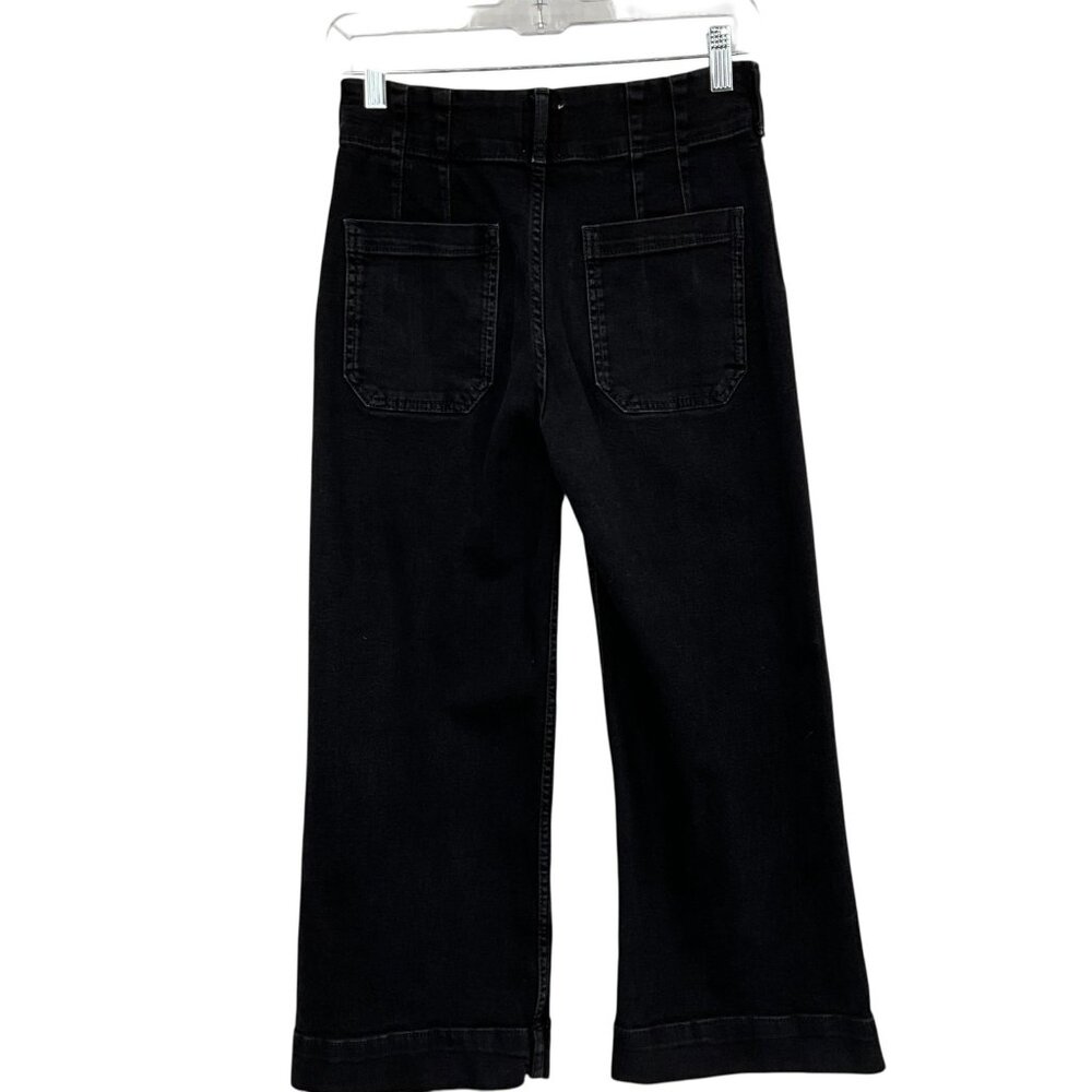 Anthropologie Maeve The Colette Wide Leg Jeans Womens 26P Black High Rise Crop - Picture 3 of 12